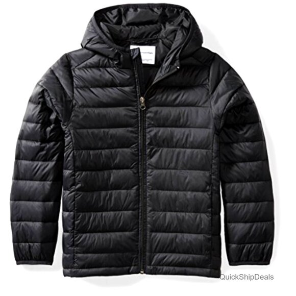 Boys Lightweight Water-Resistant Packable Hooded Puffer Jacket